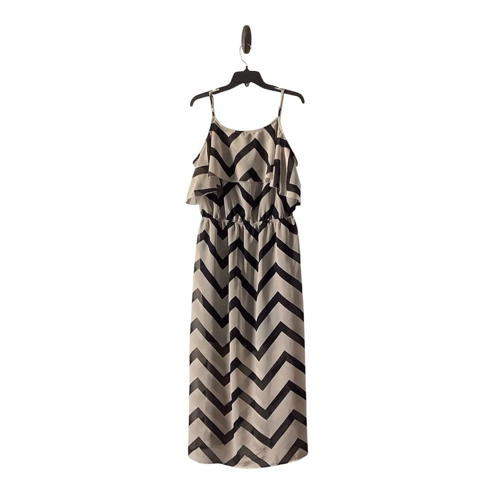 Indulge Women's Chevron Print Spaghetti Strap Lightweight Maxi Dress Size 2X